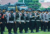 Apel kesiapsiagaan personel Brimob.