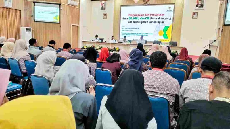 Pemerintah Kabupaten Simalungun bersama Badan Amil Zakat Nasional (BAZNAS) Provinsi Sumatera Utara dan BAZNAS Kabupaten Simalungun di Balei Harungguan Tuan Rondahaim Saragih, Kantor Bupati Simalungun, Pamatang Raya, Sumatera Utara, pada Jumat, 13 Februari 2026.