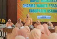 Dharma Wanita Persatuan (DWP) Kabupaten Asahan menggelar Rapat Koordinasi (Rakor) di Pendopo Rumah Dinas Bupati Asahan.