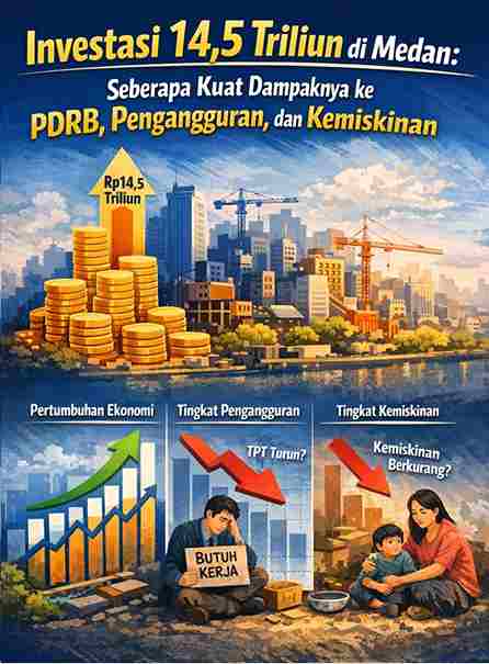 Gambar Ilustrasi tentang Investasi 14,5 Triliun di Medan: Seberapa Kuat Dampaknya ke PDRB, Pengangguran, dan Kemiskinan.