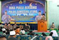 Kegiatan buka puasa bersama di Masjid Al-Hidayah Mapolda Sumut, Senin (23 Februari 2026).