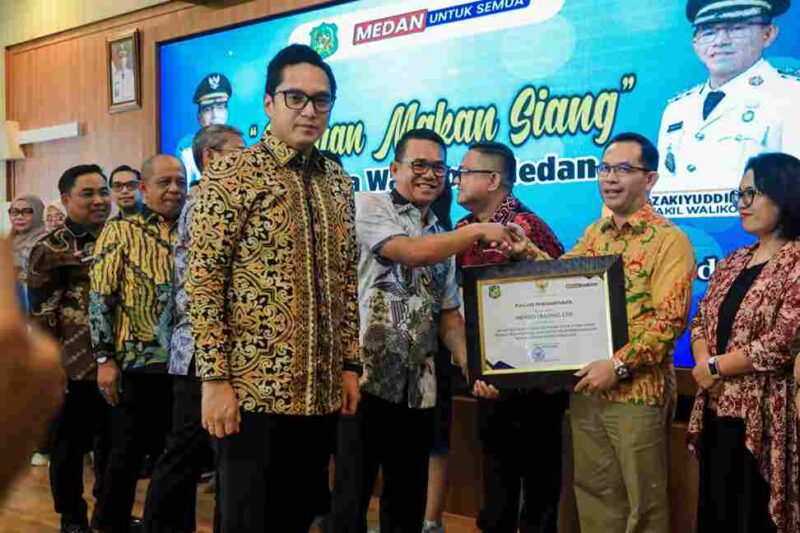 Wali Kota Medan Rico Tri Putra Bayu Waas dalam jamuan makan siang bertajuk Partnership for Sustainable Development in Medan di Pendopo Rumah Dinas Wali Kota Medan, Kamis (12/2/2026).
