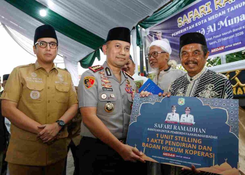 Safari Ramadan Pemerintah Kota Medan di Masjid Al-Munawwarah Medan, Jalan Teladan, Kecamatan Medan Kota, Senin (23 Februari 2026)
