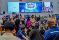 Pameran kerja ini digelar di Hall Universitas Prima Indonesia, Jalan Sampul, Medan, Selasa, 10 Februari 2026.