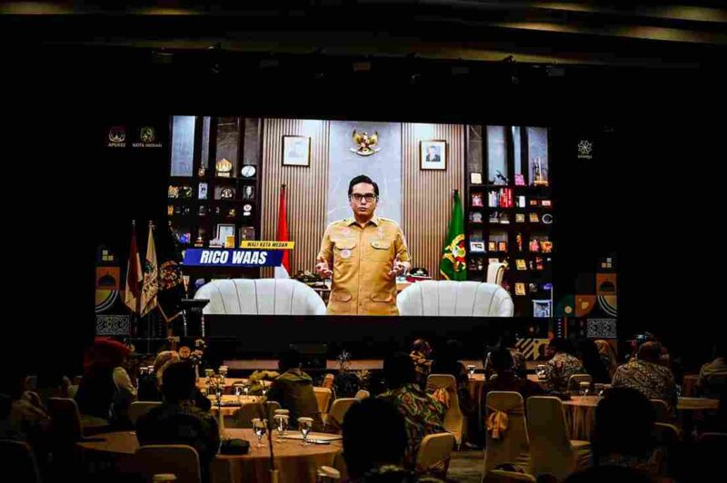 Wali Kota Medan, Rico Tri Putra Bayu Waas, dalam Pra-Rakernas XVIII APEKSI dan Peluncuran Indonesia City Expo (ICE) ke-22 di Santika Dyandra, Medan, pada Selasa, 24 Februari 2026.