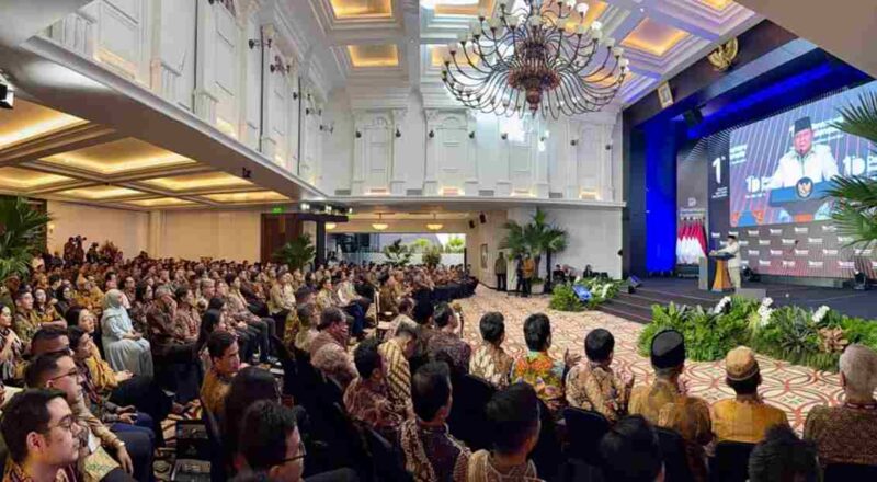 Presiden Prabowo Subianto menghadiri acara tasyakuran Hari Ulang Tahun (HUT) ke-1 Danantara Indonesia yang digelar di Wisma Danantara, pada Rabu, 11 Maret 2026.