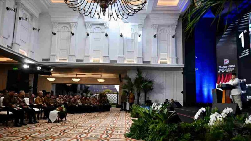 Presiden Prabowo Subianto menghadiri acara tasyakuran Hari Ulang Tahun (HUT) ke-1 Danantara Indonesia yang digelar di Wisma Danantara, pada Rabu, 11 Maret 2026. 