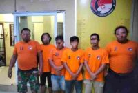 Para tersangka JRTS alias R, HP, SS, AF, RSP, dan MA. 