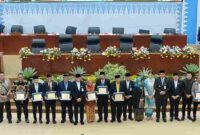 Gubernur Sumatera Utara (Sumut) Bobby Nasution dan Wakil Gubernur Sumut Surya menghadiri Rapat Paripurna Istimewa Hari Jadi ke-78 Provinsi Sumut di Gedung DPRD Sumut, Jalan Imam Bonjol, Medan, Rabu (15/4/2026).