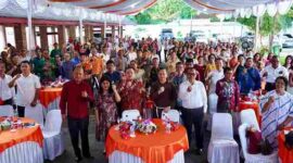 Perayaan Paskah Keluarga Besar Silalahi Raja, Boru, Bere, Ibebere Kota Pematangsiantar yang digelar di rumah dinas wali kota, Jalan MH Sitorus, pada Minggu, 26 April 2026.