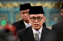 Kepala Badan Karantina Indonesia, Abdul Kadir Karding, menyampaikan keterangannya kepada awak media usai dilantik oleh Presiden Prabowo Subianto di Istana Negara, Jakarta, pada Senin, 27 April 2026. 