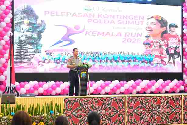 Kepala Kepolisian Daerah Sumatera Utara, Irjen Pol. Whisnu Hermawan Februanto, melepas kontingen Polda Sumatera Utara yang akan mengikuti ajang Kemala Run 2026 di Bali.