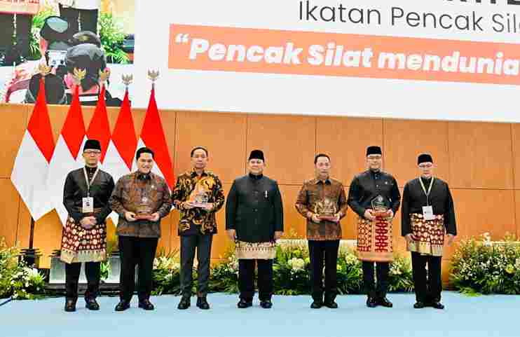Presiden Prabowo Subianto saat Musyawarah Nasional XVI Ikatan Pencak Silat Indonesia di Jakarta International Convention Center (JICC), Jakarta, pada Sabtu, 11 April 2026.
