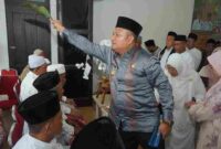 Rangkaian kegiatan Walimatul Safar dan Tepung Tawar bagi calon jemaah haji yang akan berangkat ke Tanah Suci, yang digelar di aula PT Socfindo, Kamis (16 April 2026) sore.