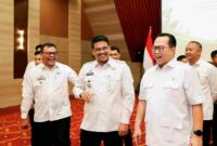 Gubernur Sumatera Utara Muhammad Bobby Afif Nasution dan Danantaradi Kantor Kementerian Koordinator Bidang Pangan, Jalan Imam Bonjol, Jakarta, Senin, 11 Mei 2026. 