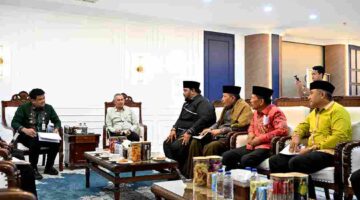 Gubernur Sumatera Utara (Sumut) Bobby Afif Nasution di dampingi OPD, menerima audiensi Lembaga Pengembangan Tilawatil Qur'an (LPTQ) provinsi Sumatera Utara di ruang kerja Gubernur lantai 10 Kantor Gubernur, Kamis (21/5/2026)