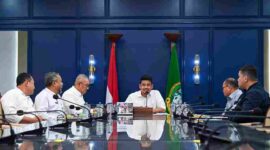 Gubernur Sumut, Bobby Nasution menyalurkan Bagi Hasil Pajak Rokok Triwulan I Tahun 2026 dan Kurang Salur  Bagi Hasil Pajak Provinsi Tahun 2024 & 2025 kepada Kabupaten / Kota se Sumut secara virtual dari Ruang Kerja Gubernur Sumut, Lantai 10, Kantor Gubernur Sumut, Jalan Diponegoro No. 30, Medan, Selasa (5/5/2026).