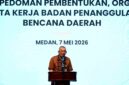 Penjabat Sekretaris Daerah Provinsi (Sekdaprov) Sumatera Utara (Sumut) Sulaiman Harahap didampingi  Kepala BPBD Sumut Tuahta Ramajaya Saragih menghadiri Sosialisasi dan Focus Group Discussion (FGD) terkait Permendagri Nomor 18 Tahun 2025 tentang Pedoman Pembentukan, Organisasi, dan Tata Kerja BPBD, di Ballroom Hotel Four Points by Sheraton Medan, Kamis (7/5/2026).
