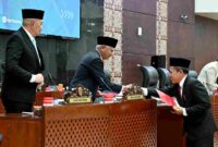 Penyampaian Keputusan DPRD Sumut terkait rekomendasi terhadap LKPj Gubernur Sumut Tahun Anggaran 2025 yang berlangsung di Gedung DPRD Sumut, Jalan Imam Bonjol, Medan, Senin, 11 Mei 2026.