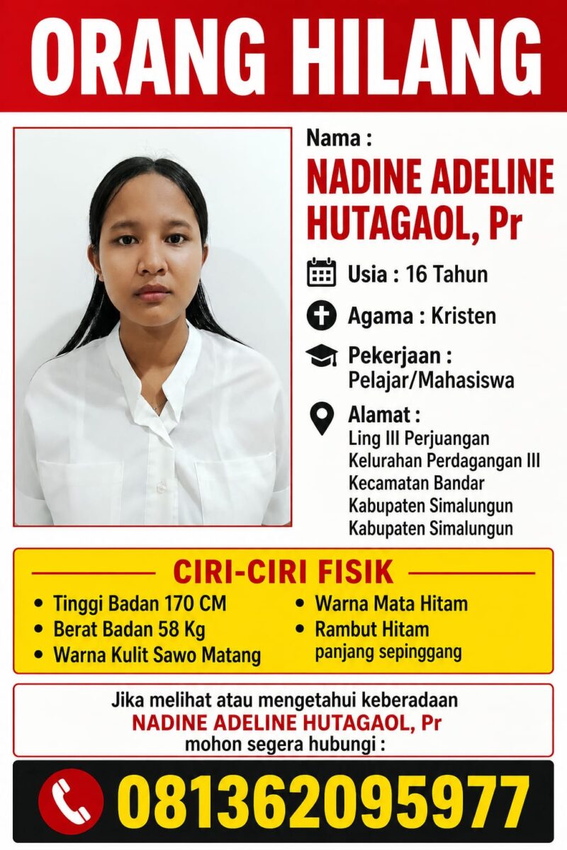 Pengumuman Orang Hilang di Wilayah Polres Simalungun.