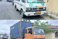 Dua unit kendaraan yang diamankan Polres Pematangsiantar. 