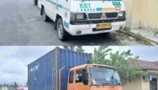Dua unit kendaraan yang diamankan Polres Pematangsiantar. 