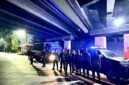 Brimob Polda Sumut menggelar patroli skala besar di Belawan.