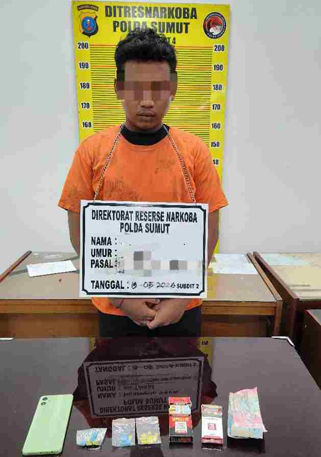 polisi mengamankan seorang pria berinisial MF (20), warga Kecamatan Sunggal, Kabupaten Deli Serdang.