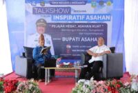 Bupati Asahan Taufik Zainal Abidin memberikan motivasi pendidikan dan karakter kepada pelajar SMAN 1 Meranti melalui talkshow inspiratif.