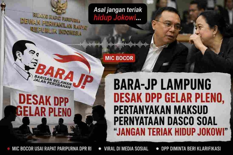 Ilustrasi DPD Bara-JP Lampung mendesak DPP menggelar pleno untuk mengklarifikasi pernyataan Sufmi Dasco Ahmad dalam insiden mic bocor di DPR RI.