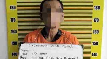 Polda Sumut menangkap pria 55 tahun di Medan Tembung.