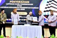 Penyerahan Laporan Hasil Pemeriksaan (LHP) atas LKPD berlangsung di Auditorium BPK RI Perwakilan Sumatera Utara, Medan, pada Jumat, 29 Mei 2026.