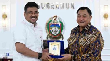 Gubernur Sumatera Utara (Sumut)  Muhammad Bobby Afif Nasution menerima kunjungan Kepala Badan Narkotika (BNN) Provinsi Sumut Brigjen Pol Tatar Nugroho beserta jajaran di ruang kerja Gubernur, lantai 10 Kantor Gubernur Sumut, Jalan Diponegoro nomor 30, Medan, baru-baru ini.