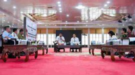 Gubernur Sumut, Bobby Nasution menerima audiensi Badan Pengelola Toba Caldera Unesco Global Geopark di Aula Tengku Rizal Nurdin, Rumah Dinas Gubernur Sumut, Jalan Sudirman No. 41, Medan, Selasa (23/6/2026). 