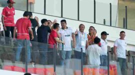 Gubernur Sumatera Utara (Sumut) Bobby Nasution menyaksikan pertandingan perebutan peringkat ketiga pada ajang Asean U-19  Boys' Bank Sumut Championship 2026 antara Indonesia melawan Kamboja di Stadion Utama Sumatera Utara, Batang Kuis, Kabupaten Deliserdang, Sabtu (13/6/2026). Pada pertandingan tersebut Indonesia U-19 berhasil memenangkan pertandingan dengan skor akhir 1-0 atas lawannya Kamboja U19. 