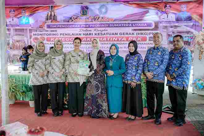 Ketua Tim Penggerak Pemberdayaan dan Kesejahteraan Keluarga (TP PKK) Provinsi Sumatera Utara (Sumut) Kahiyang Ayu melaksanakan monitoring dalam rangka Hari Kesatuan Gerak (HKG) PKK Provinsi Sumut Tahun 2026 di Kantor Lurah Rantau Laban, Kecamatan Rambutan, Kota Tebingtinggi, Rabu (17/6/2026).