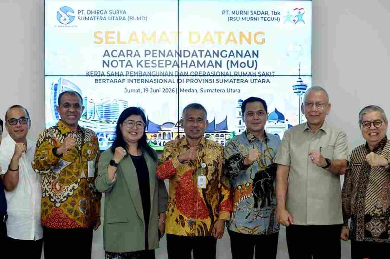 Pemprov Sumut dan PT Murni Sadar Tbk menandatangani MoU pembangunan rumah sakit bertaraf internasional.