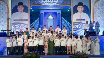 Gubernur Sumut Bobby Nasution bersama Wakil Gubernur Sumut Surya menghadiri Pembukaan Musabaqah Tilawatil Qur'an (MTQ) ke 40 tingkat Provinsi Sumatera Utara yang dibuka secara langsung oleh Wakil Menteri Agama Republik Indonesia Romo Muhammad Syafi'i di Lapangan Astaka, Jalan Williem Iskandar, Pancing, Kabupaten Deliserdang, Senin Malam (15/6/2026).
