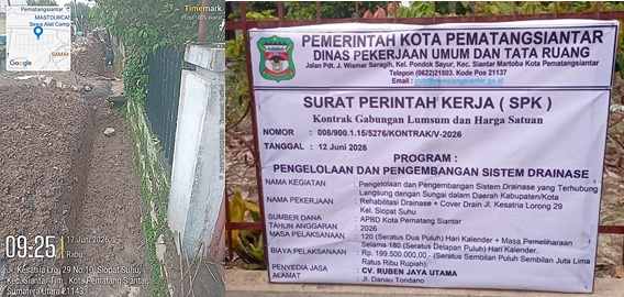 Saluran yang telah digali (Kiri), Foto Plank Proyek (Kanan).