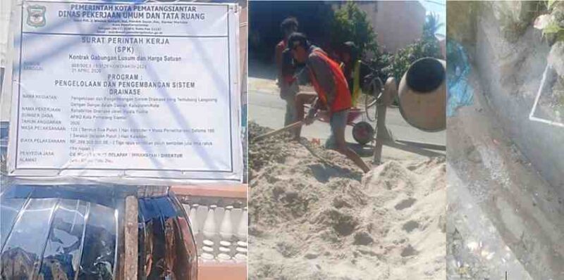 Proyek Drainase Rp399 Juta di Pematangsiantar Disorot Warga, Campuran Material dan Fungsi Saluran Dipertanyakan.
