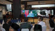 Forkompimda mengikuti Upacara Nasional Peringatan Hari Lahir Pancasila Tahun 2026 secara virtual dari Lobby Kantor Wali Kota Medan, Senin, 1 Juni 2026.