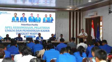 Pelantikan panitia Apel Kebangsaan, Pelatihan Usaha Mikro, Kecil, dan Menengah (UMKM), serta Pendidikan Kader Tingkat Muda Gerakan Angkatan Muda Kristen Indonesia (GAMKI) Provinsi Sumatera Utara berlangsung di Aula Kantor Inspektorat Kota Pematangsiantar, Jalan Siatas Barita, Kelurahan Tomuan, Kecamatan Siantar Timur, Rabu (3/6/2026).