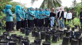 Ketua TP PKK Asahan meninjau program Pokja I di Desa Tanjung Asri.