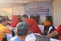 Polda Sumut menghadirkan layanan sosial gratis, donor darah, pasar murah, dan hiburan dalam CFD Semarak Hari Bhayangkara ke-80 di Medan.