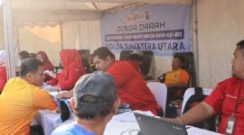 Polda Sumut menghadirkan layanan sosial gratis, donor darah, pasar murah, dan hiburan dalam CFD Semarak Hari Bhayangkara ke-80 di Medan.