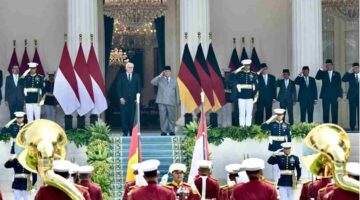 Rangkaian penyambutan kenegaraan Presiden Republik Federal Jerman Frank-Walter Steinmeier dalam rangka kunjungan kenegaraan di Istana Merdeka, Jakarta, pada Senin, 15 Juni 2026. Foto: BPMI Setpres
