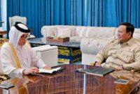Presiden Prabowo Subianto menerima kunjungan kehormatan Menteri Negara Urusan Luar Negeri Qatar, Sultan bin Saad Al-Muraikhi, di Istana Merdeka, Jakarta, pada Senin, 15 Juni 2026. Foto: BPMI Setpres