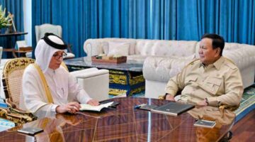 Presiden Prabowo Subianto menerima kunjungan kehormatan Menteri Negara Urusan Luar Negeri Qatar, Sultan bin Saad Al-Muraikhi, di Istana Merdeka, Jakarta, pada Senin, 15 Juni 2026. Foto: BPMI Setpres