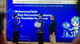 Rico saat menghadiri Dialog Anak Medan Berprestasi Internasional Bidang Ilmu Pengetahuan dan Teknologi (IPTEK) yang digelar Badan Riset dan Inovasi Daerah (BRIDA) Kota Medan di Gedung PKK Medan, Rabu (17/6/2026).