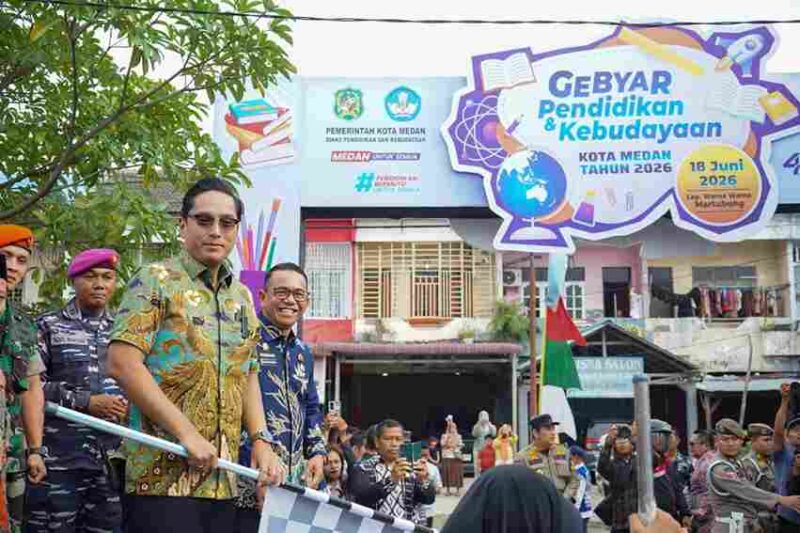 Gebyar Pendidikan dan Kebudayaan Kota Medan Tahun 2026 yang berlangsung di Lapangan Warna-Warni, Jalan Rawe Raya, Kelurahan Martubung, Kecamatan Medan Labuhan, Kamis (18/6/2026).